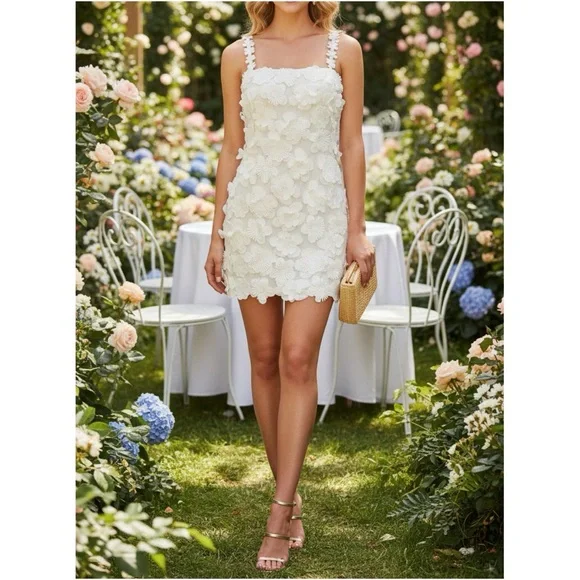 TULAROSA Kimmy 3D Floral Appliqu Mini Dress, Ivory, Medium - www.hdc.com.do